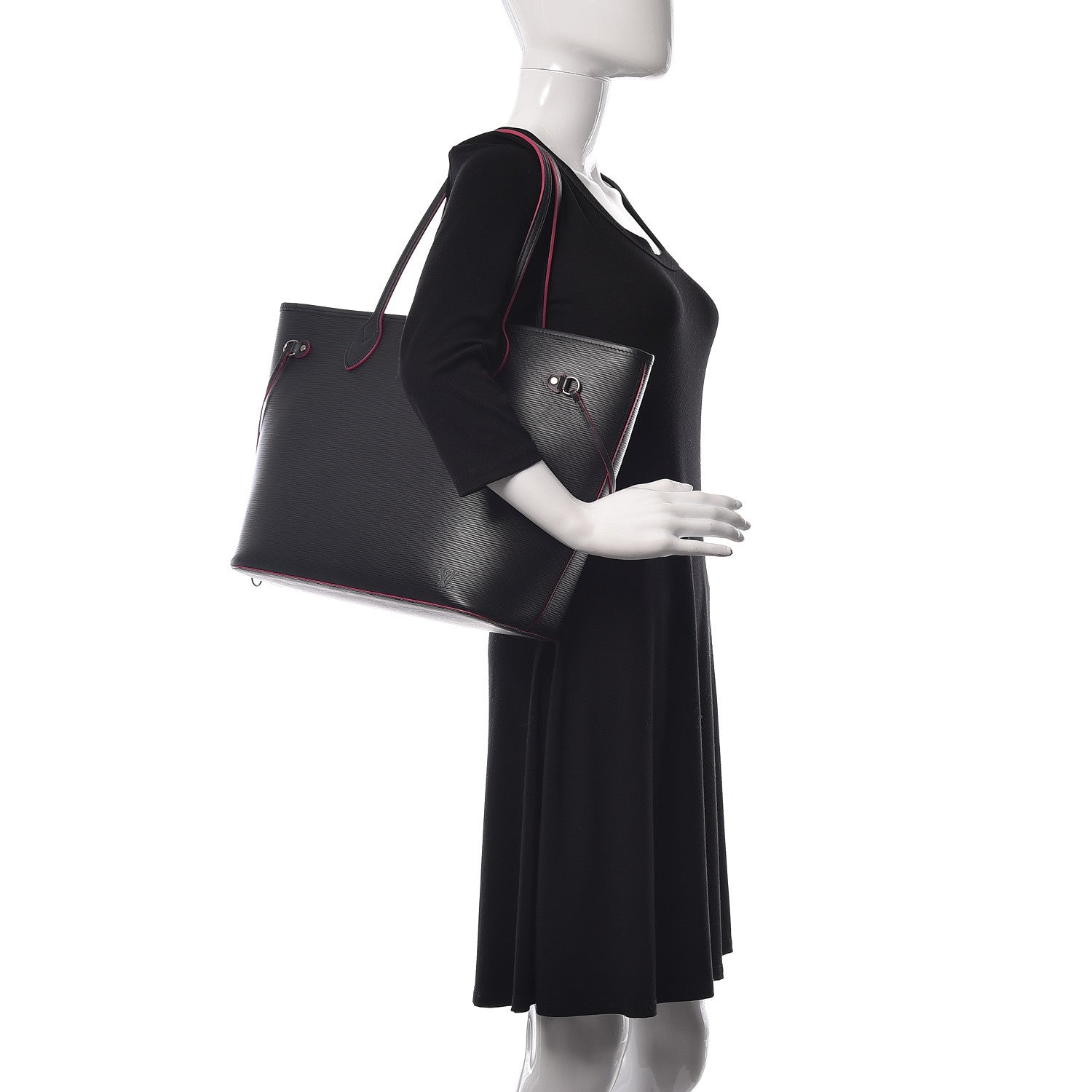 Louis Vuitton Epi Neverfull MM Black Hot Pink 2 of 17