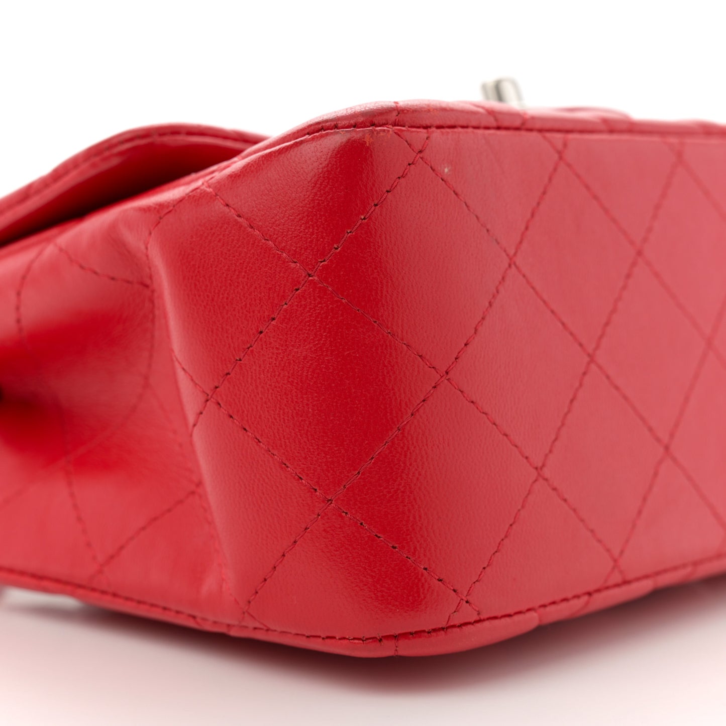 Lambskin Quilted Mini Square Flap Red