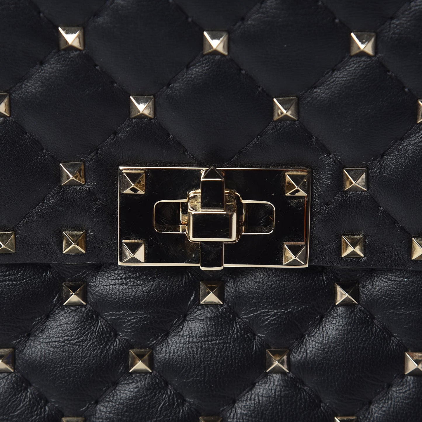 Lambskin Medium Rockstud Spike Shoulder Bag Black