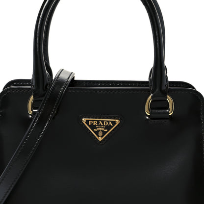 Prada Brushed Calfskin Mini Zippered Crossbody Tote Black 7 of 9