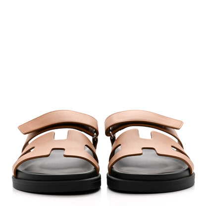 Hermes Calfskin Womens Chypre Sandals 36.5 Naturel 2 of 9