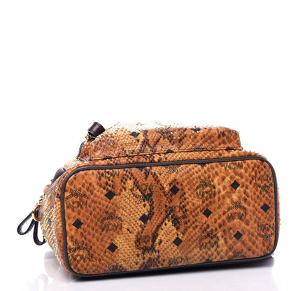 MCM Visetos Snakeskin Printed Studded Small Stark Backpack Brown 4 of 9