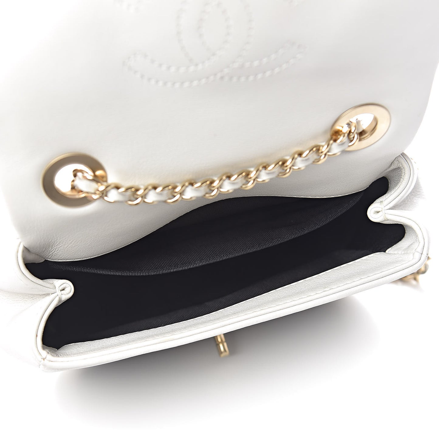 Lambskin Quilted Graphic Mini Flap Bag Black White