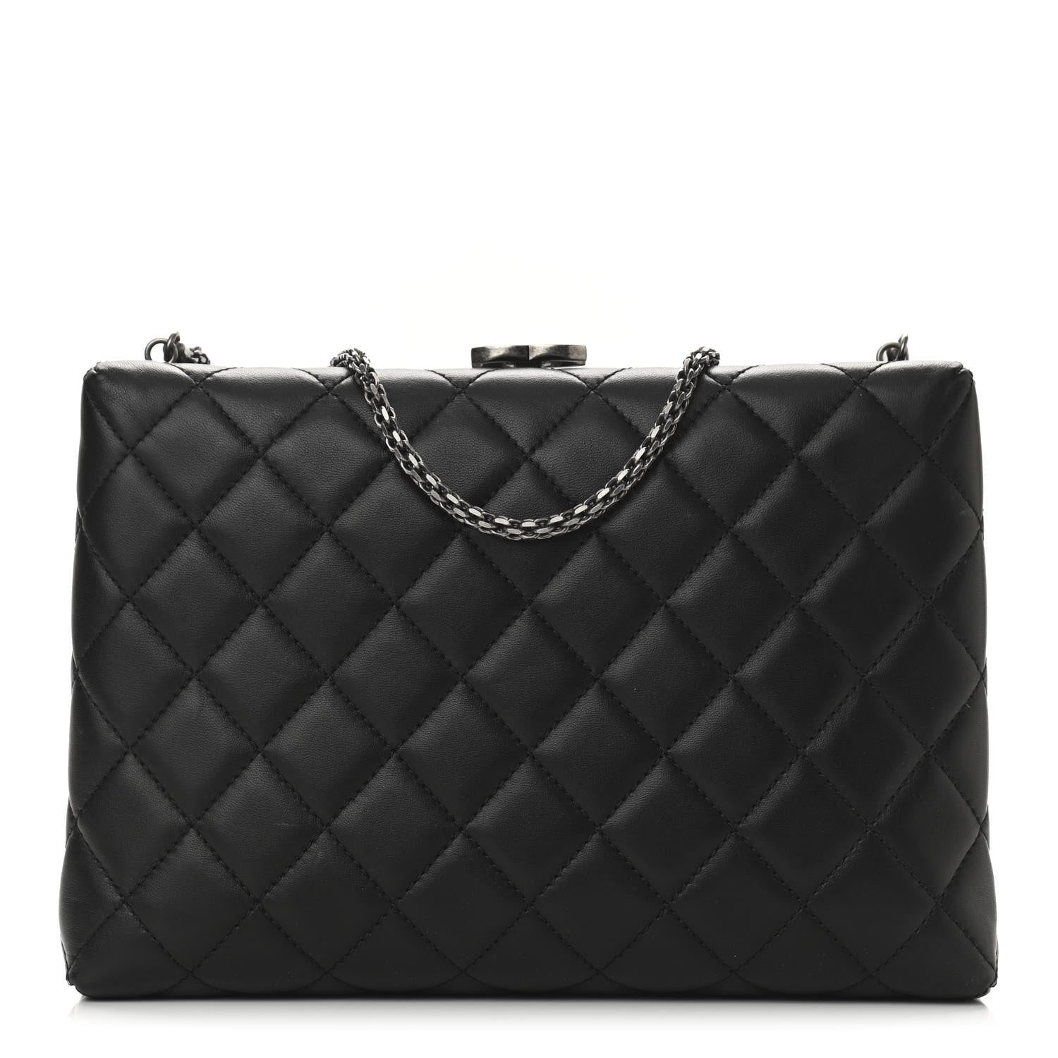 Chanel Lambskin Quilted Kisslock Minaudiere Black 1 of 11