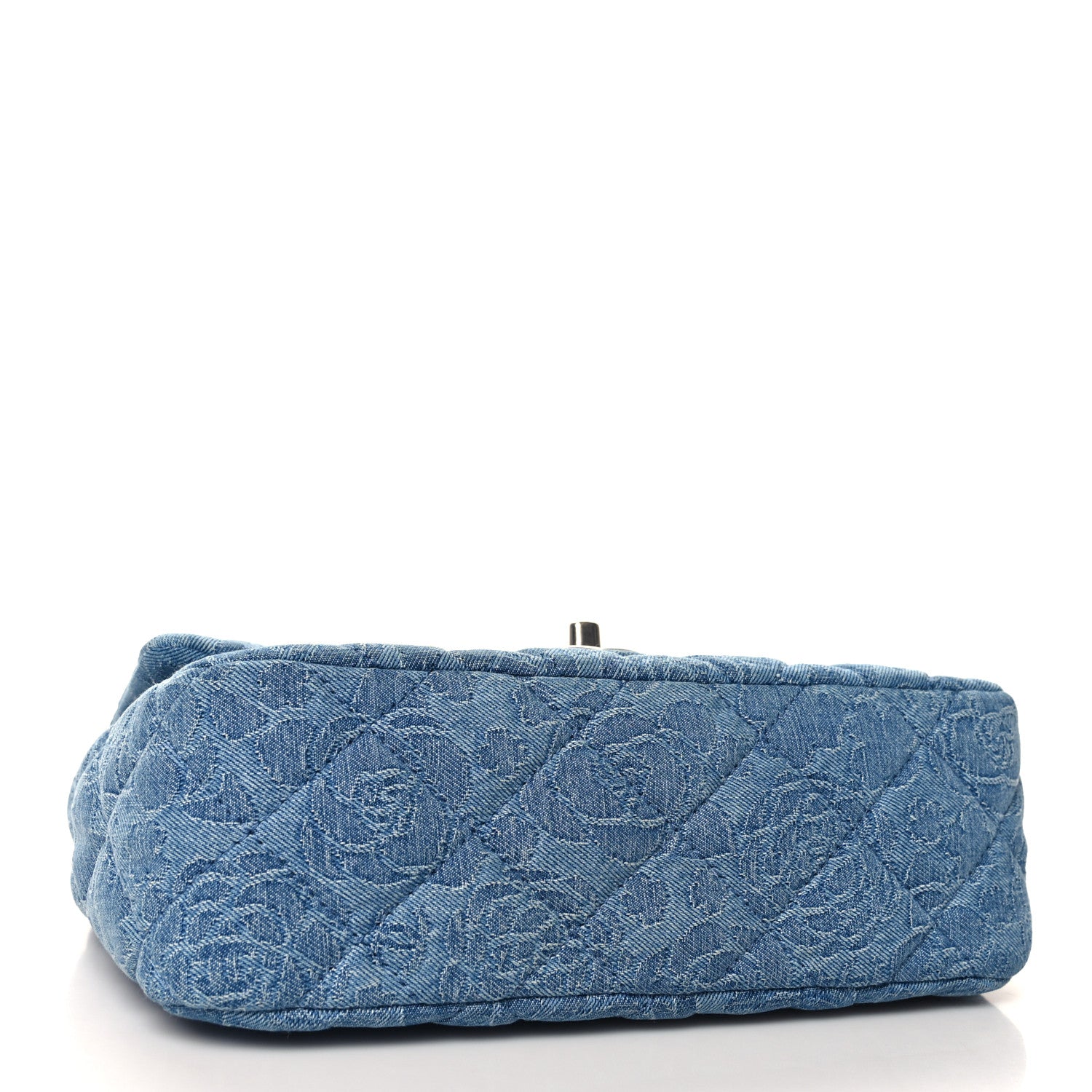 Chanel Denim Quilted Medium Camellia Sweetheart Flap Blue 4 of 11