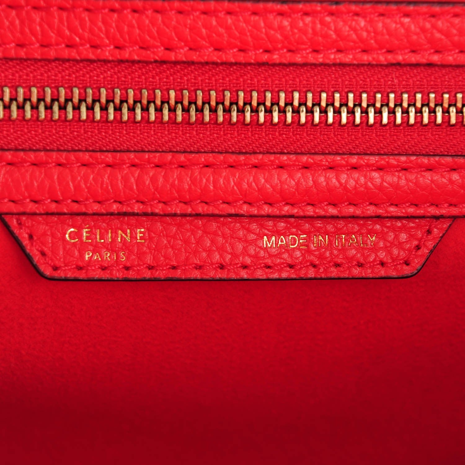 Celine Drummed Calfskin Micro Luggage Coquelicot 6 of 8