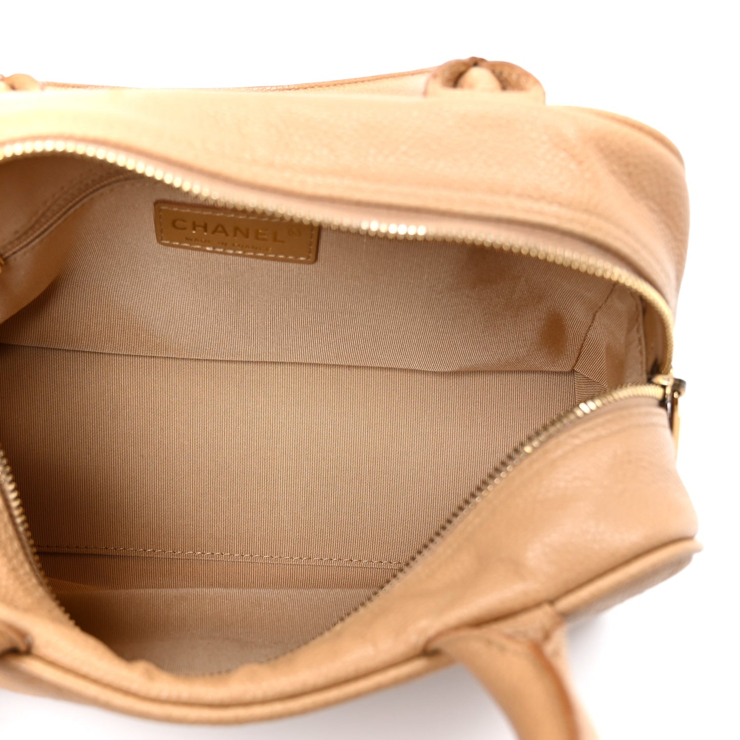 Caviar Quilted Small Bowler Beige