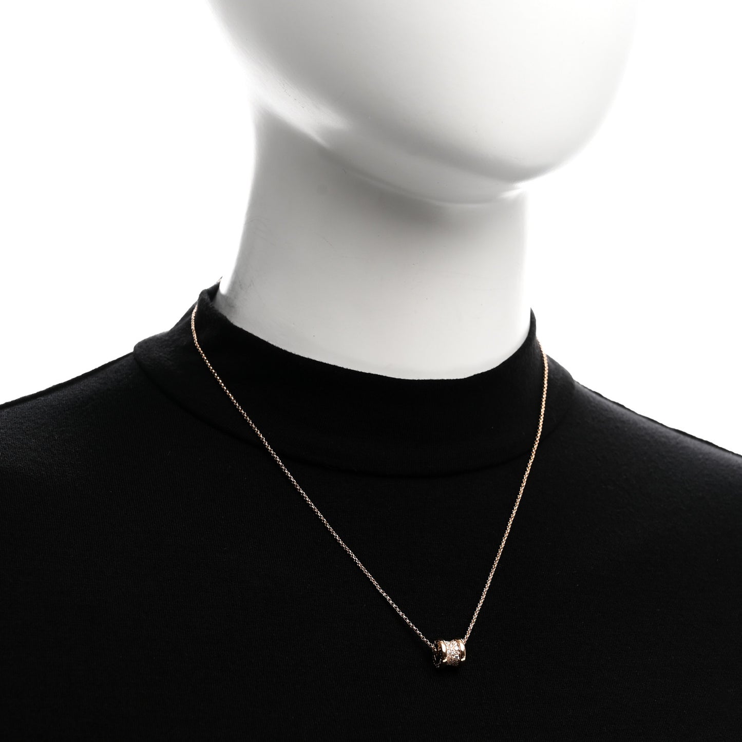 18K Rose Gold Diamond Small B.Zero1 Pave Pendant Necklace