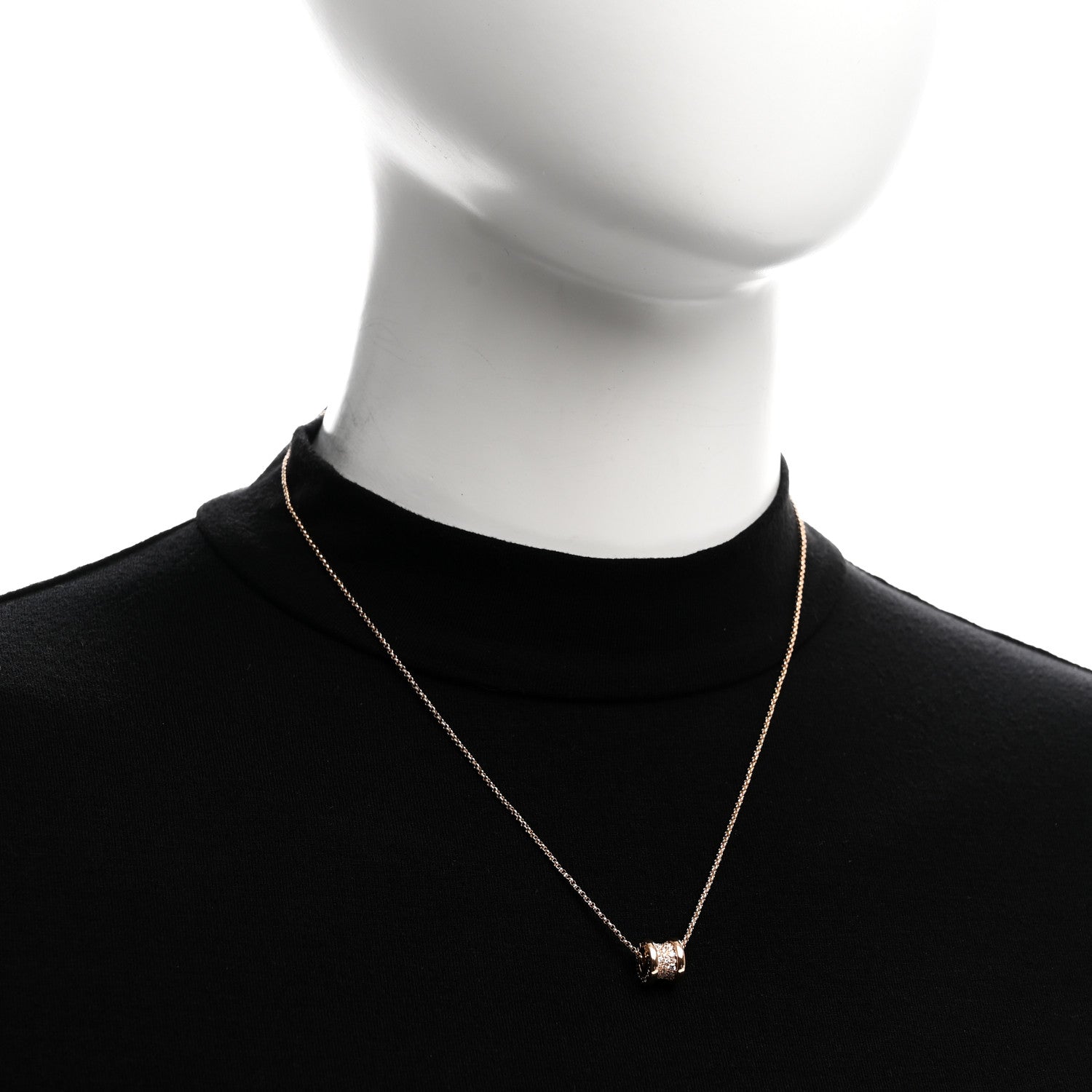 Bulgari 18K Rose Gold Diamond Small B.Zero1 Pave Pendant Necklace 2 of 6