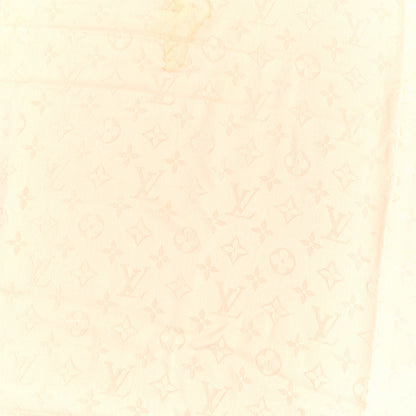 Louis Vuitton Silk Wool Monogram Shawl Pink Blue 4 of 4