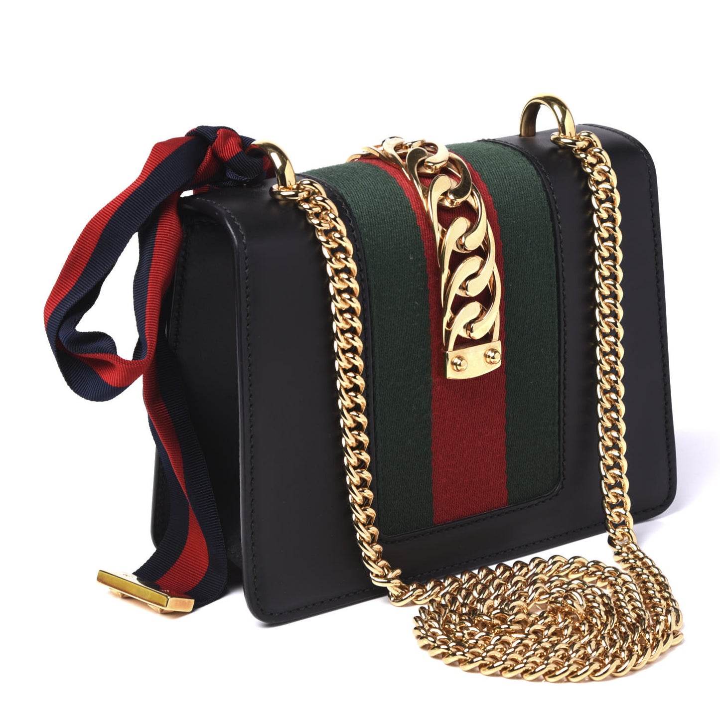 Calfskin Mini Sylvie Chain Shoulder Bag Black