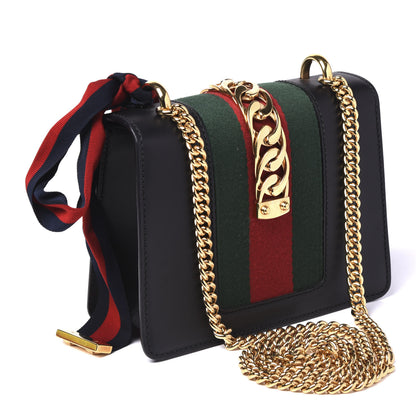 Gucci Calfskin Mini Sylvie Chain Shoulder Bag Black 2 of 9