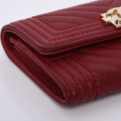 Chanel Calfskin Chevron Quilted Boy Card Holder Wallet Red 10 of 12