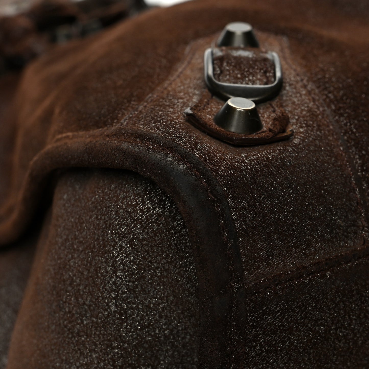 Metallic Craquele Calfskin Classic Hardware City Bronze