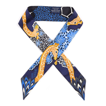 Hermes Silk The Three Graces Twilly Bleu Nuit Gold Black 1 of 3