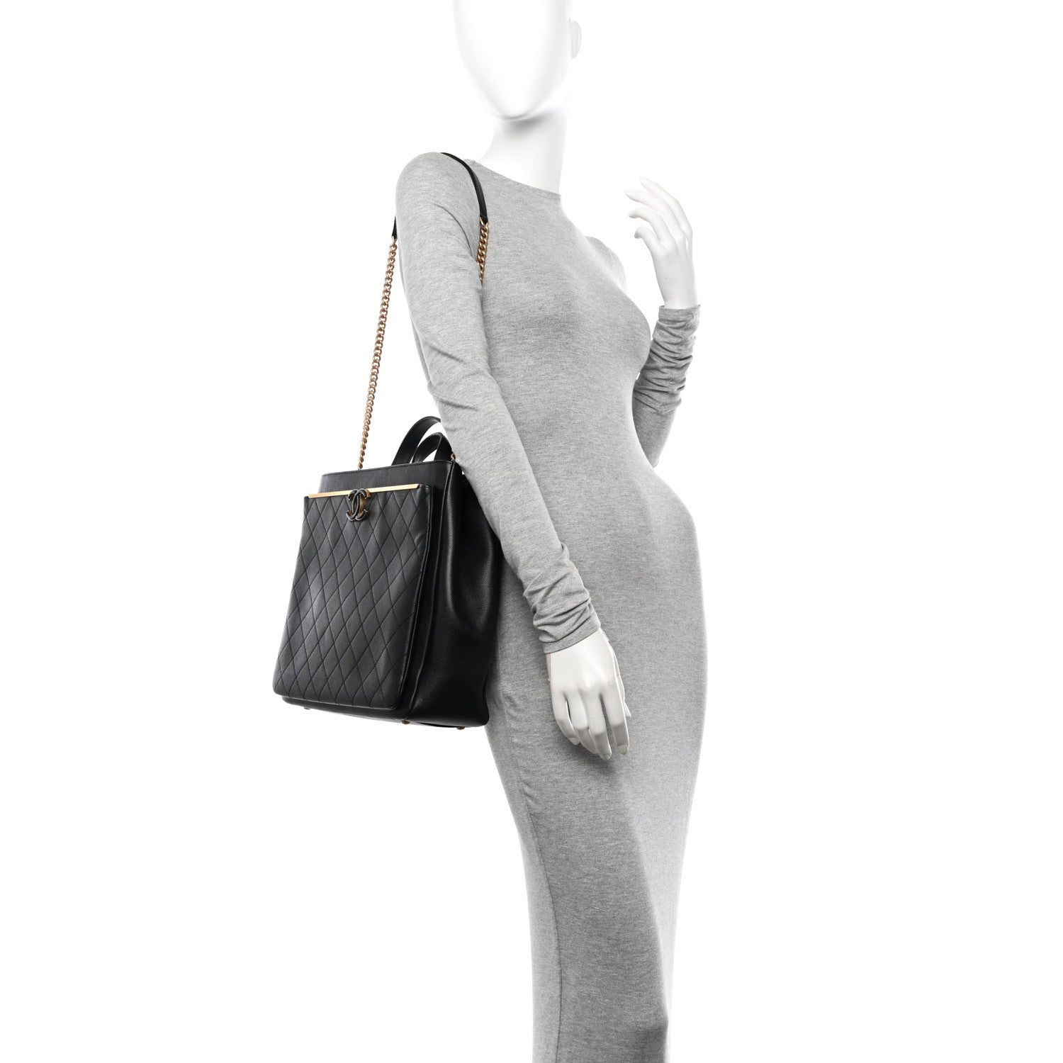 Chanel Grained Calfskin Stitched Lady Coco Top Handle Tote Black 2 of 11