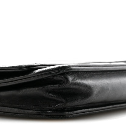 Chanel Lambskin Camellia Embossed Wallet On Chain WOC Black 10 of 15