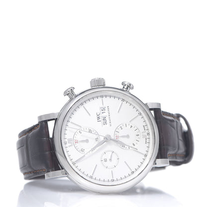 IWC Stainless Steel Alligator 42mm Portofino Chronograph Automatic Watch IW391007 2 of 9