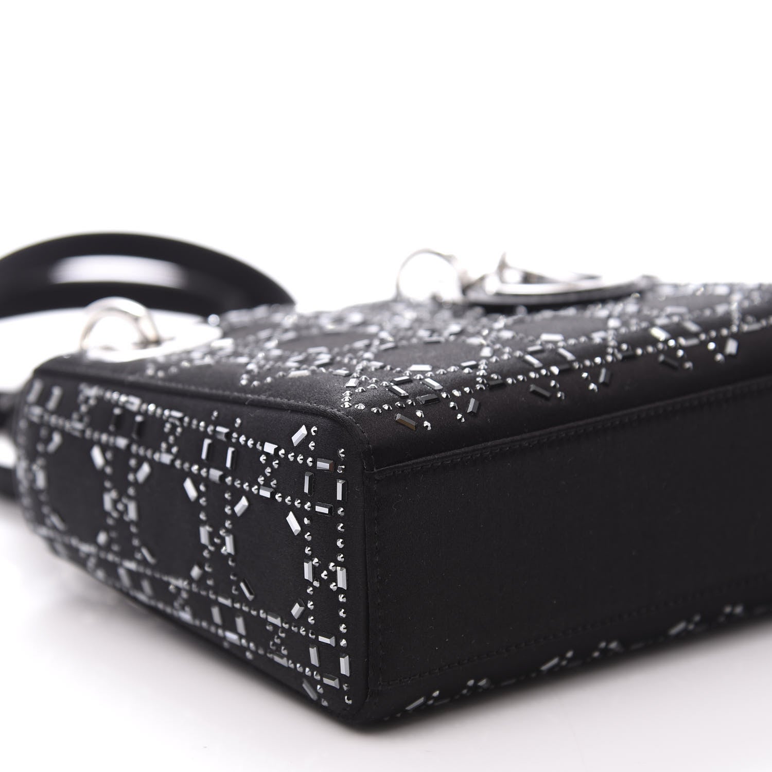 Christian Dior Satin Crystal Cannage Mini Lady Dior Black 4 of 10