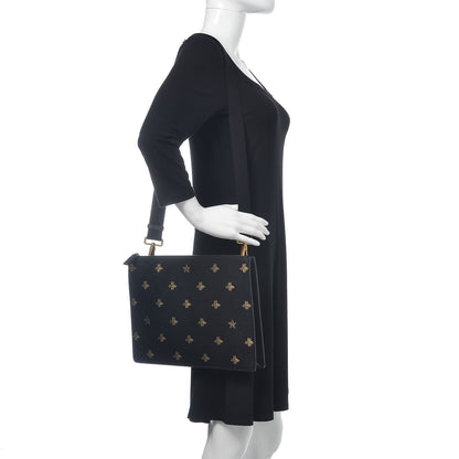 Gucci Grained Calfskin Bee Star Messenger Black 2 of 9