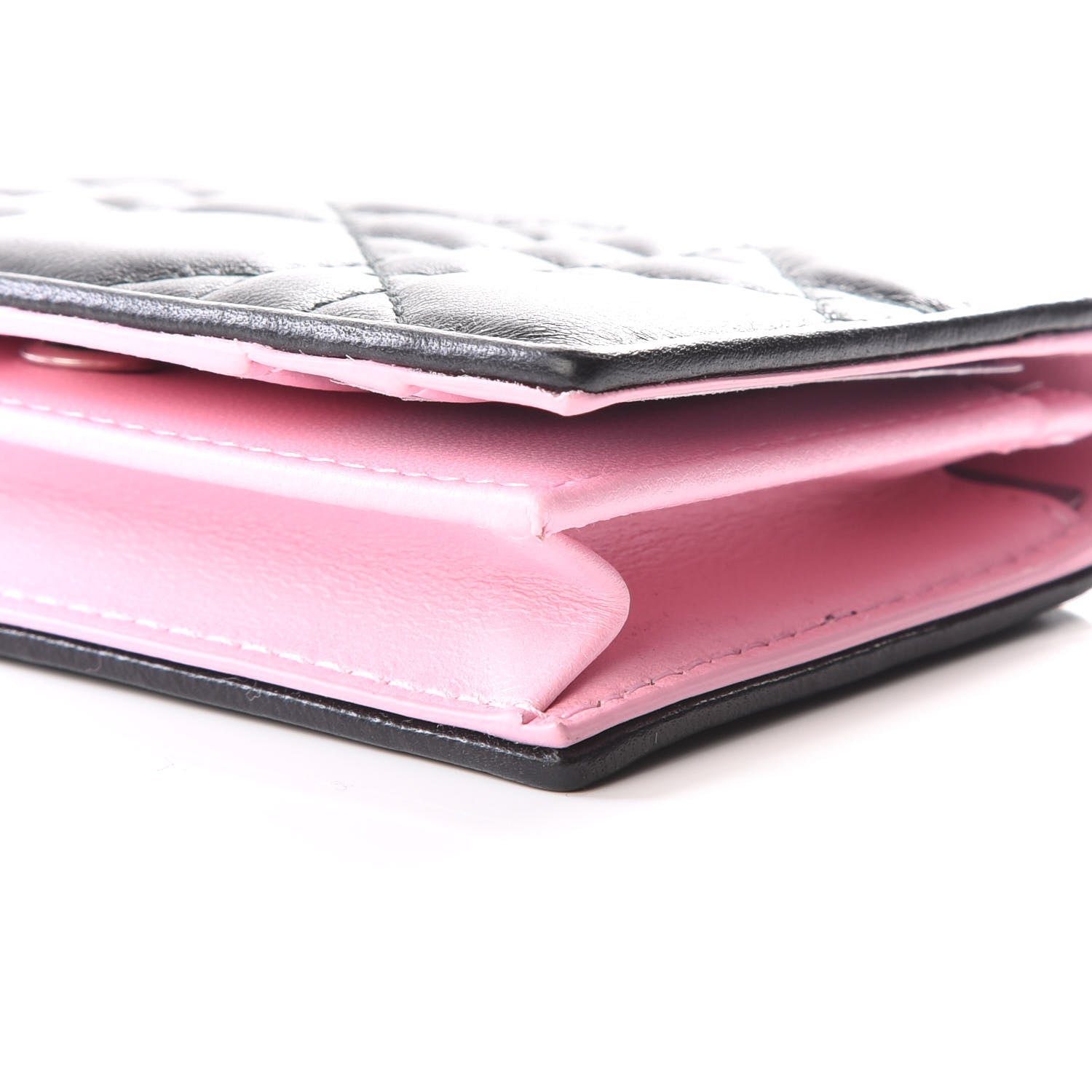 Christian Dior Lambskin Cannage Bi-Color Small Lady Dior Flap Card Holder Black Pink 6 of 9