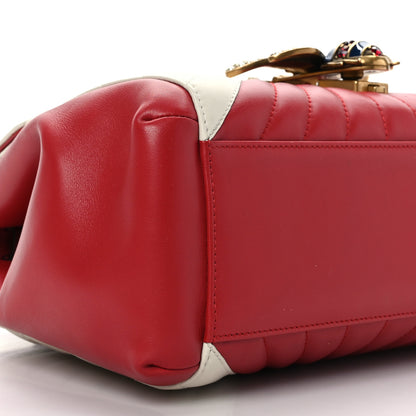 Gucci Calfskin Bamboo Trapuntata Queen Margaret Top Handle Bag Mystic White Hibiscus Red 8 of 9