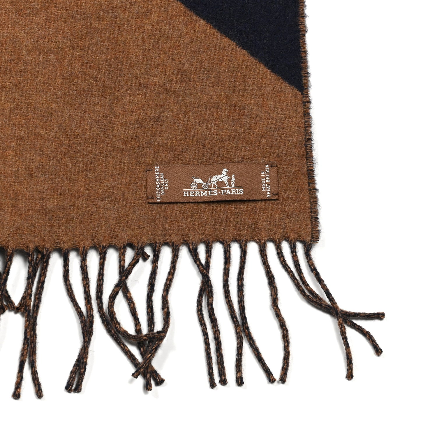 Cashmere Casaque Chevron Muffler Camel Marine