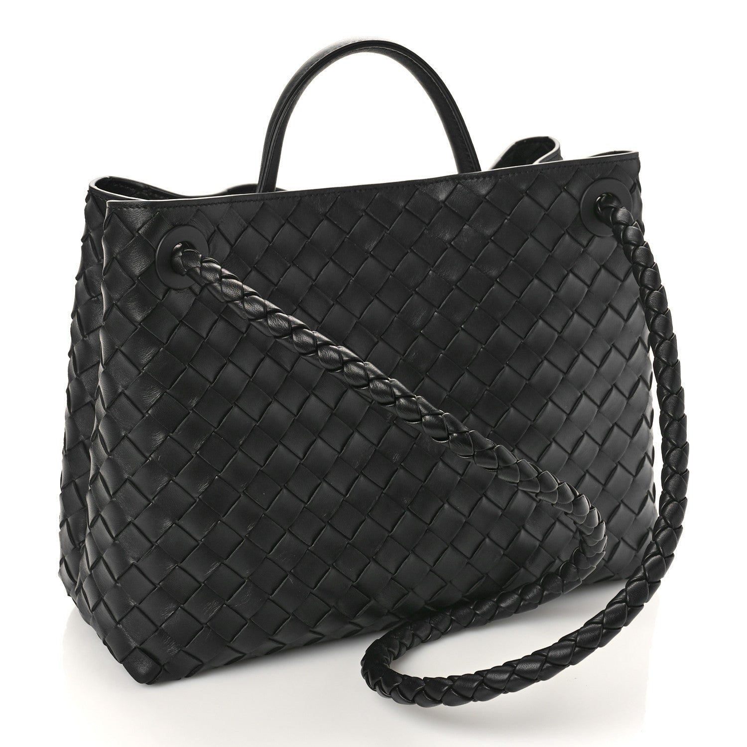 Bottega Veneta Nappa Intrecciato Medium Andiamo Shoulder Bag Black 3 of 9