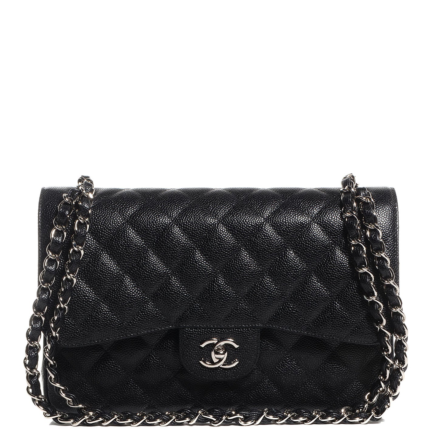 Caviar Quilted Jumbo Double Flap Black