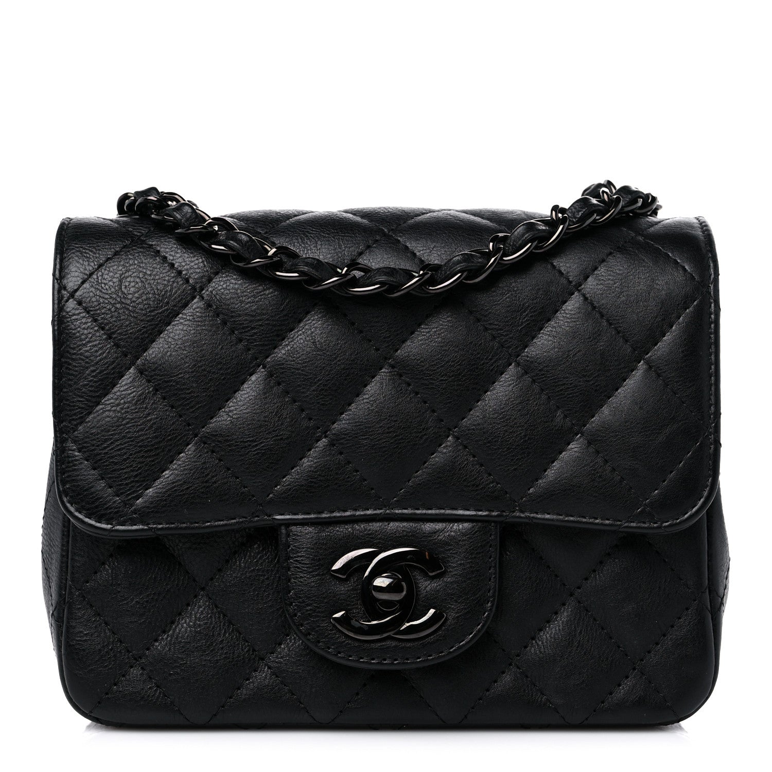 Chanel Crumpled Calfskin Quilted Mini Square Flap So Black 1 of 11