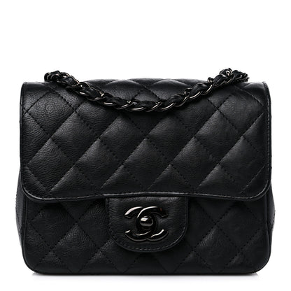 Chanel Crumpled Calfskin Quilted Mini Square Flap So Black 1 of 11