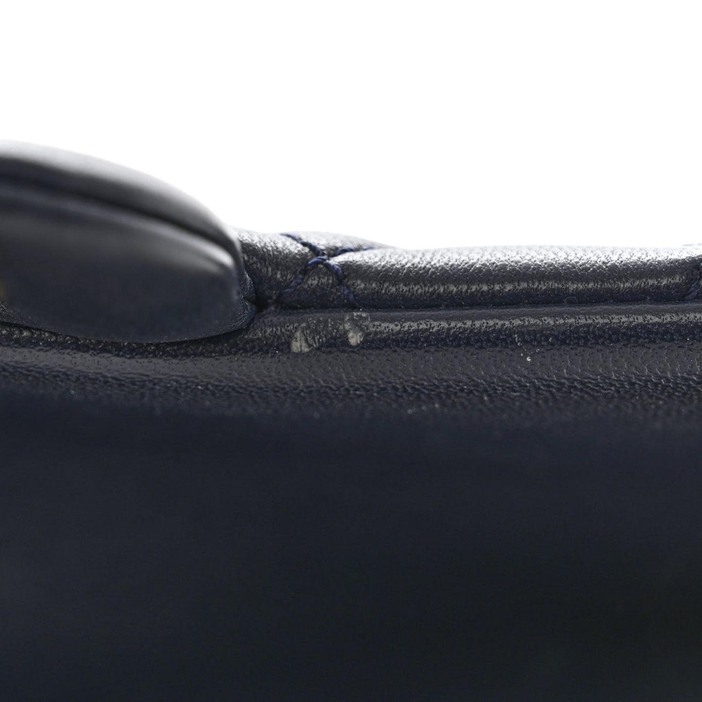 Lambskin Quilted Mini Pearl Crush Rectangular Flap Navy Blue