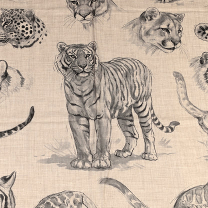 Hermes Cashmere Silk Dans L'atelier de Robert Dallet Shawl 140 Naturel Anthracite Gris 3 of 5