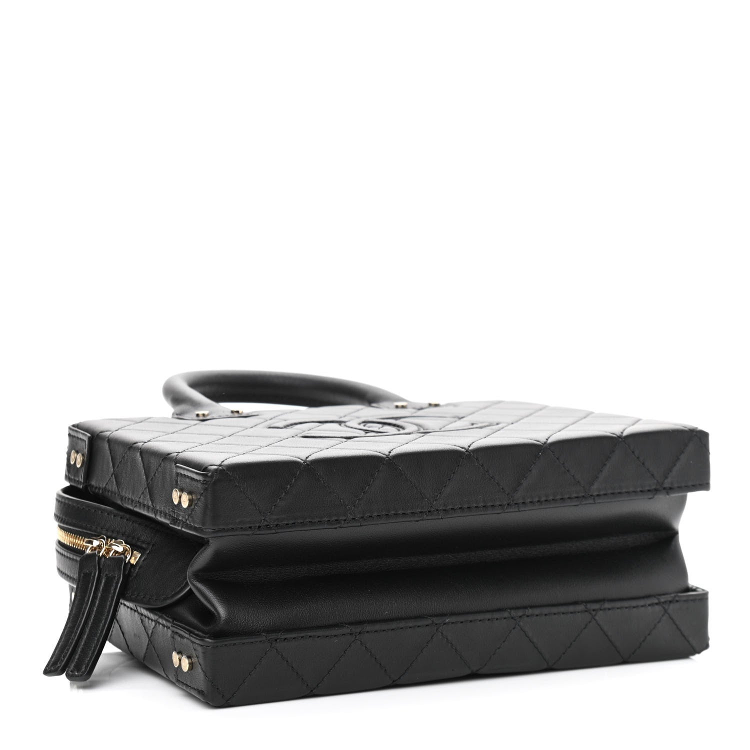 Chanel Calfskin Quilted Studded Square Vanity Case Black 4 of 11