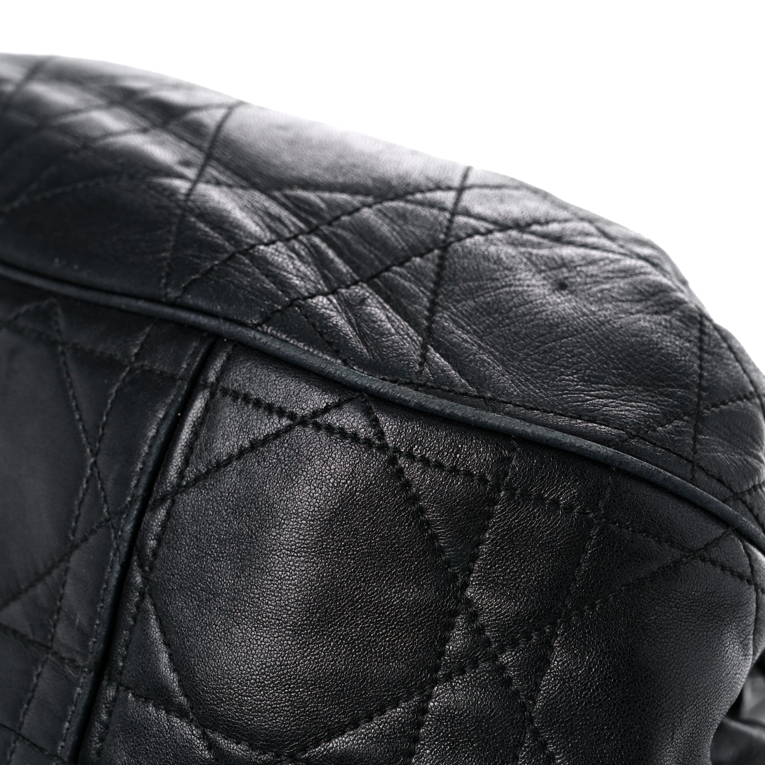 Christian Dior Lambskin Cannage Flap Shoulder Bag Black 9 of 29