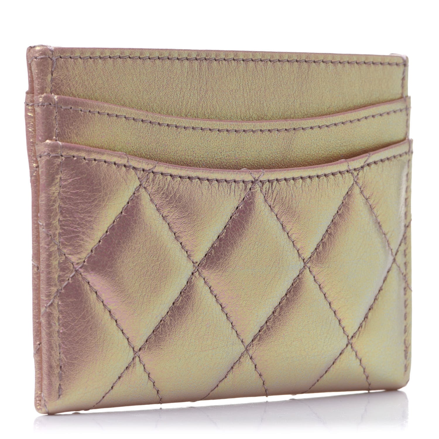 Chanel Iridescent Calfskin Quilted Card Holder Pink 3 of 8