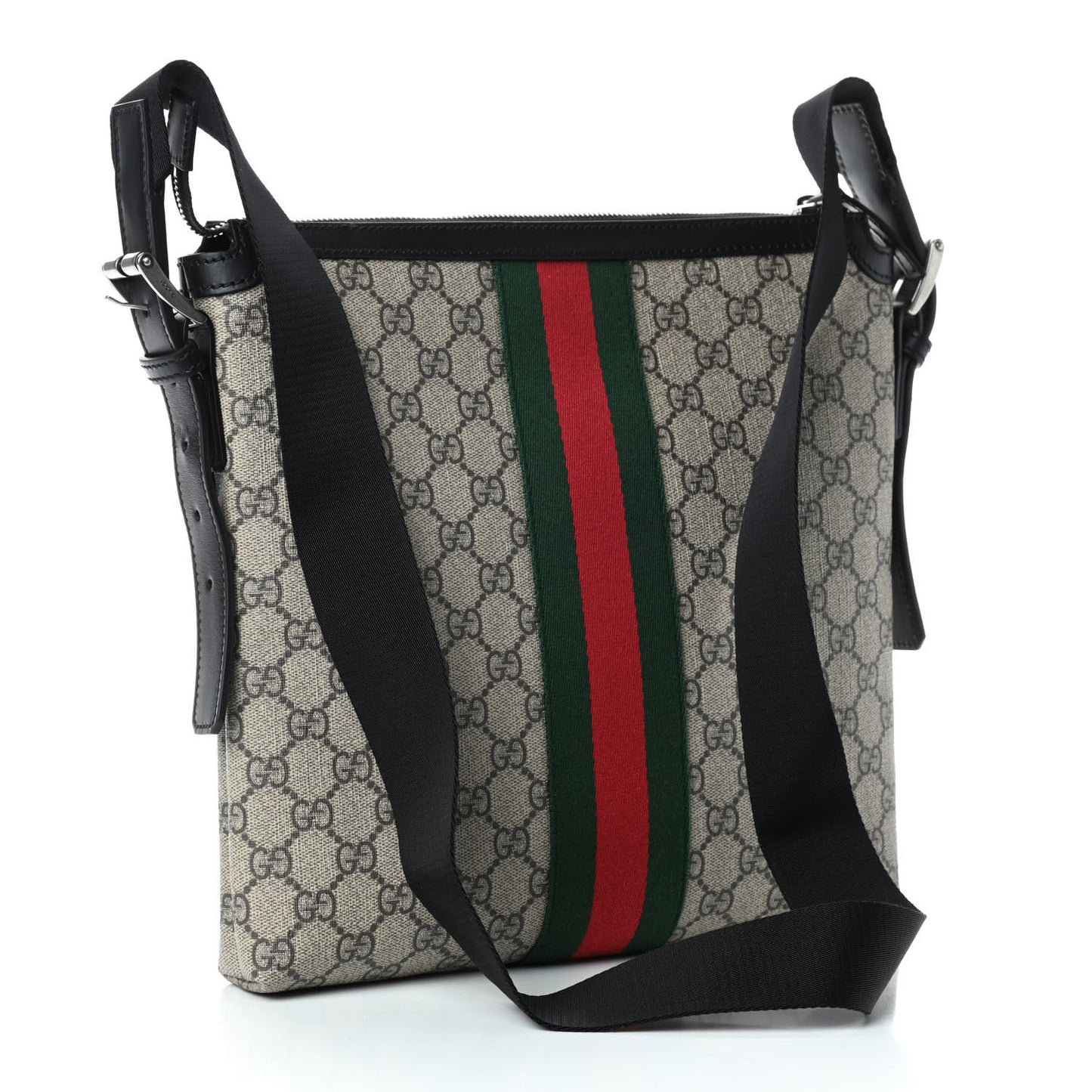 GG Supreme Monogram Web Messenger Bag Black