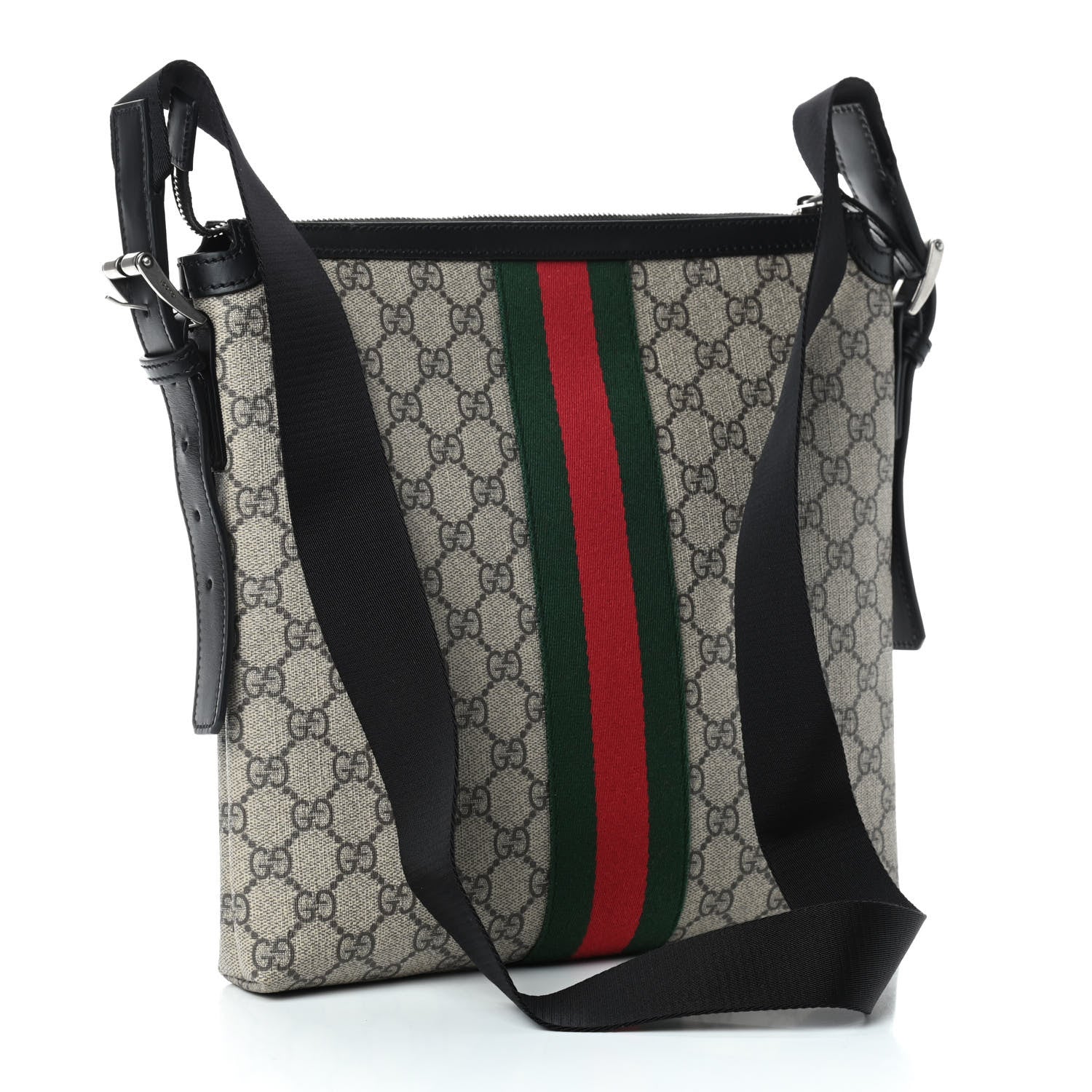 Gucci GG Supreme Monogram Web Messenger Bag Black 3 of 9