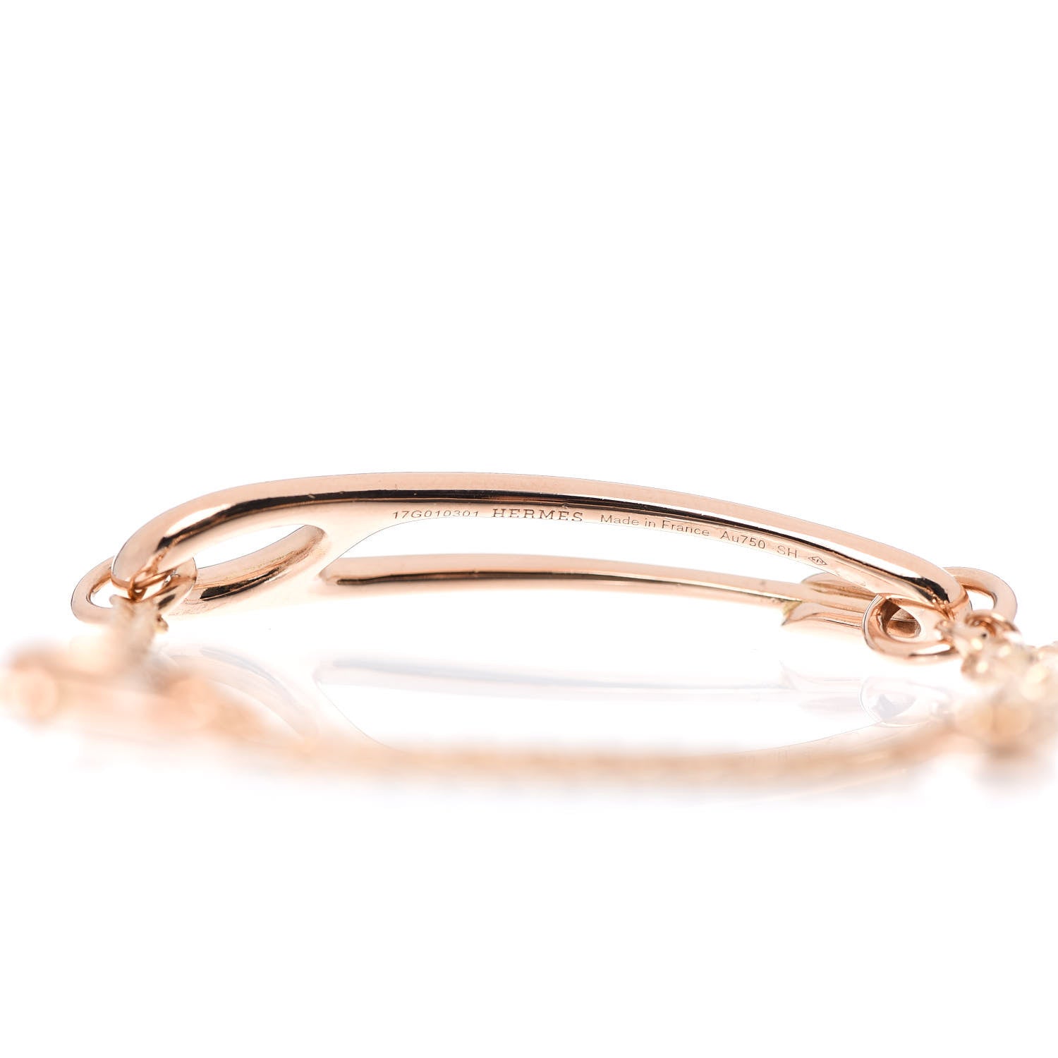 Hermes 18K Rose Gold Diamond MM Chaine d'Ancre Punk Bracelet SH 4 of 5
