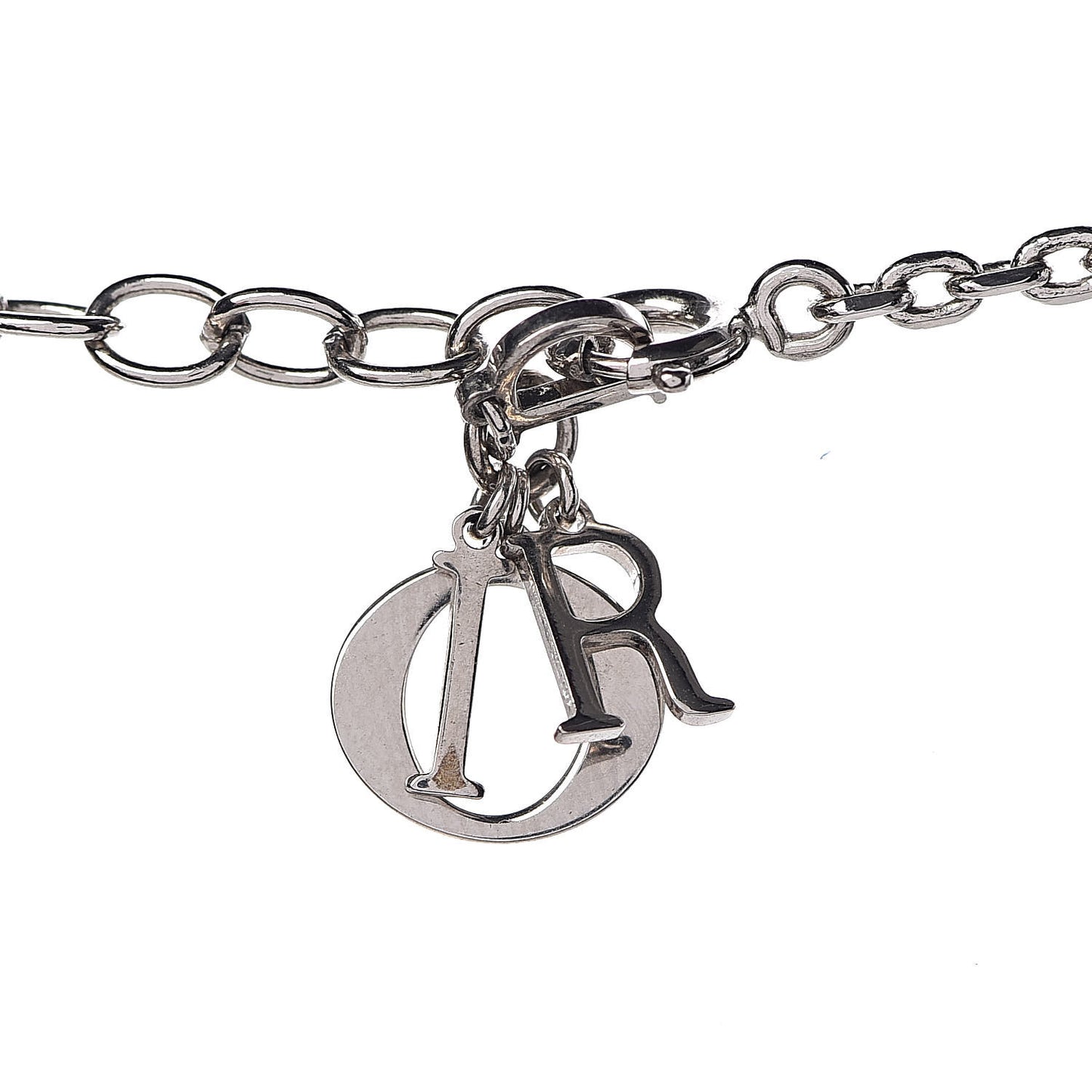 Enamel Crystal Heart CD Necklace Silver