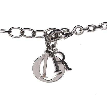 Christian Dior Enamel Crystal Heart CD Necklace Silver 7 of 7