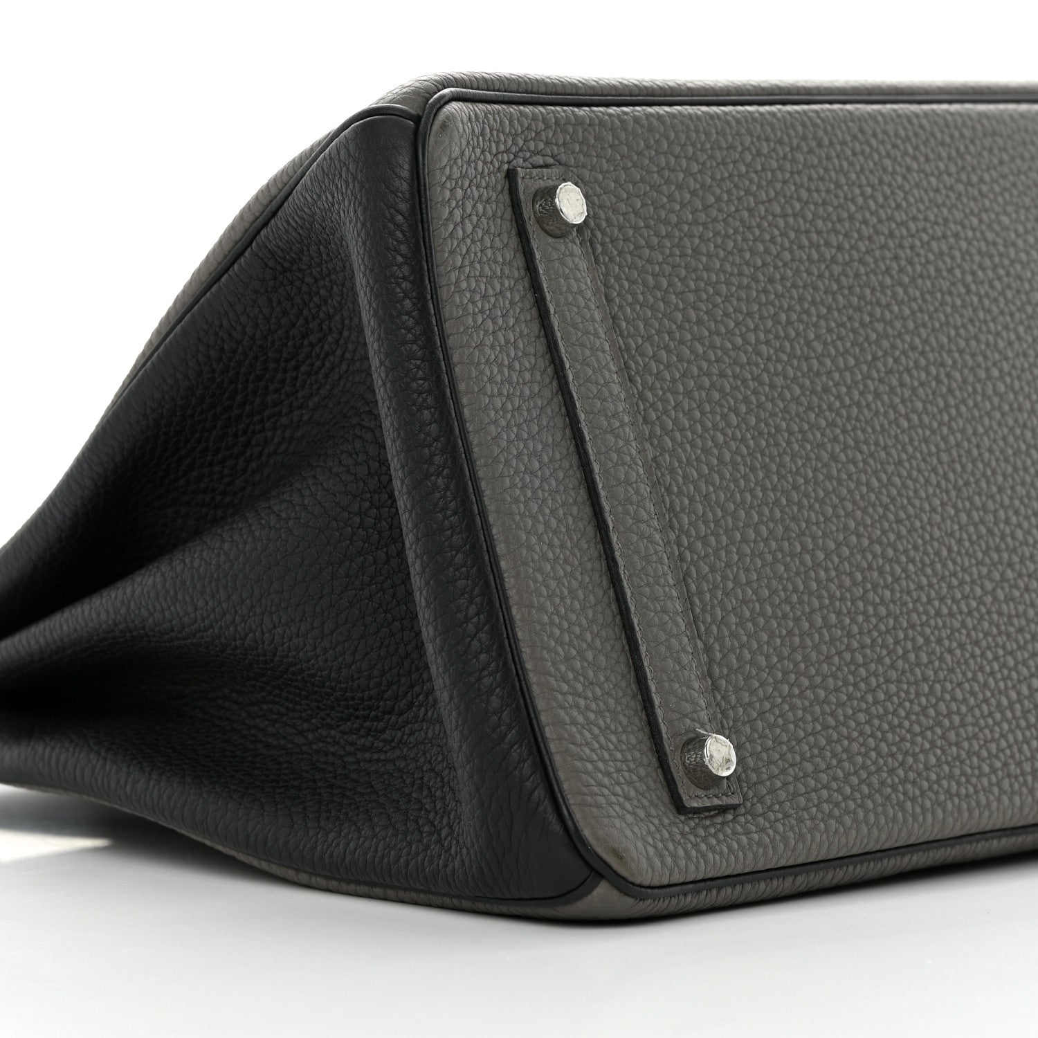 Hermes Togo Bi-Color Horseshoe Birkin 35 Etain Black 9 of 16