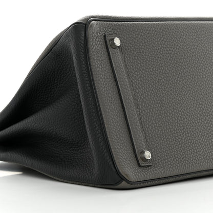 Hermes Togo Bi-Color Horseshoe Birkin 35 Etain Black 9 of 16