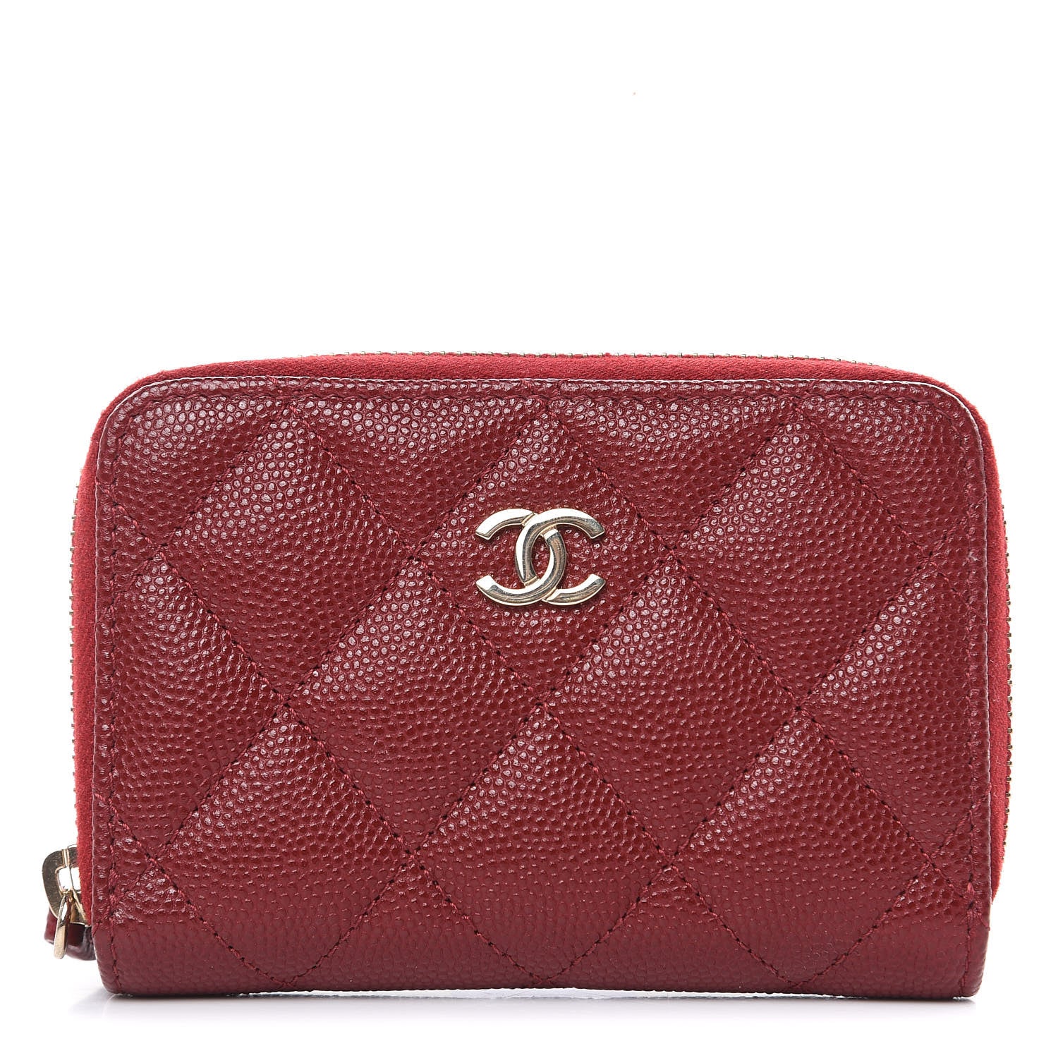 Chanel Caviar Quilted Zip Coin Purse Burgundy 1 of 8