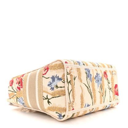 Christian Dior Canvas Embroidered Hibiscus Printed Medium Lady D-Lite Beige Multicolor 3 of 9