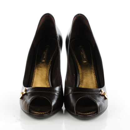 Louis Vuitton Smooth Calfskin Peep Toe Pumps 39 Brown 3 of 10