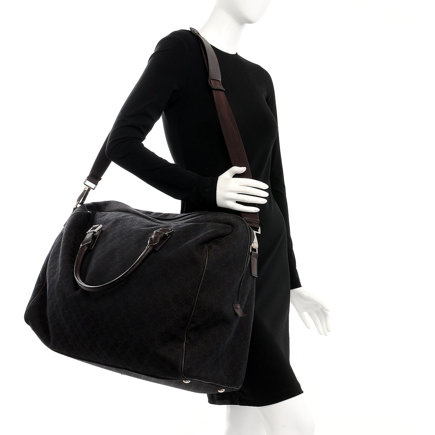 Denim Monogram Large Carry On Duffle Dark Brown