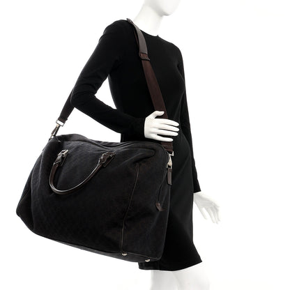 Gucci Denim Monogram Large Carry On Duffle Dark Brown 2 of 8