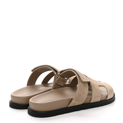 Hermes Suede Goatskin Chaine d'Ancre Womens Chypre Sandals 37 Beige Sable 4 of 11