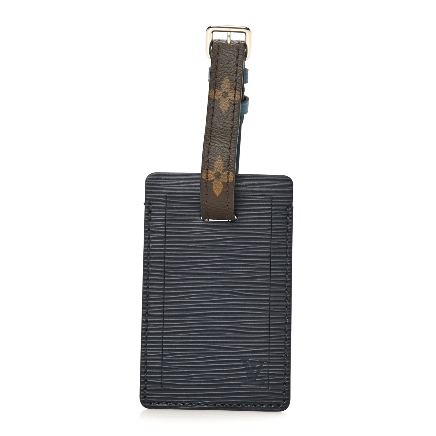 Monogram Epi Luggage Tag Navy Brown